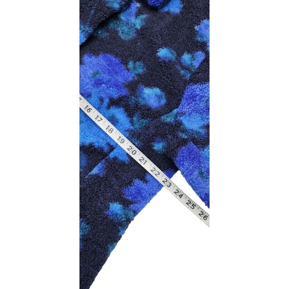 Isaac Mizrahi Live! Floral Printed Faux Fur Shearling Coat Navy QVC Size M - Picture 11 of 16